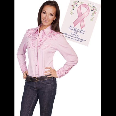 Scully Floral Tooled Embroided Blouse Pink